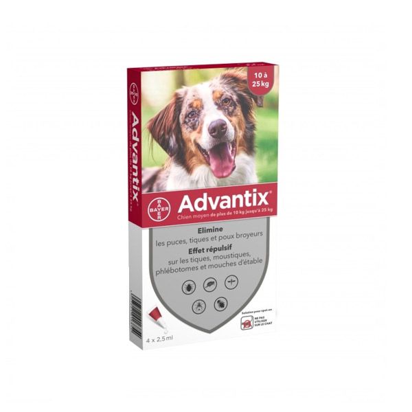 Advantix Pipetas Anti-parasitárias para Cão 10-25Kg (CX4 Pipetas)