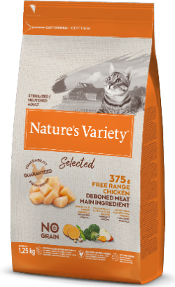 Nature Variety Gato Sterilised Selected No Grain Frango 1,25kg