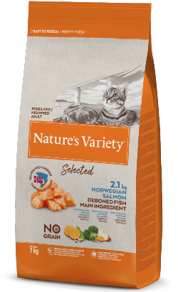 Nature Variety Gato Sterilised Selected No Grain Salmão Noruega 1,25kg